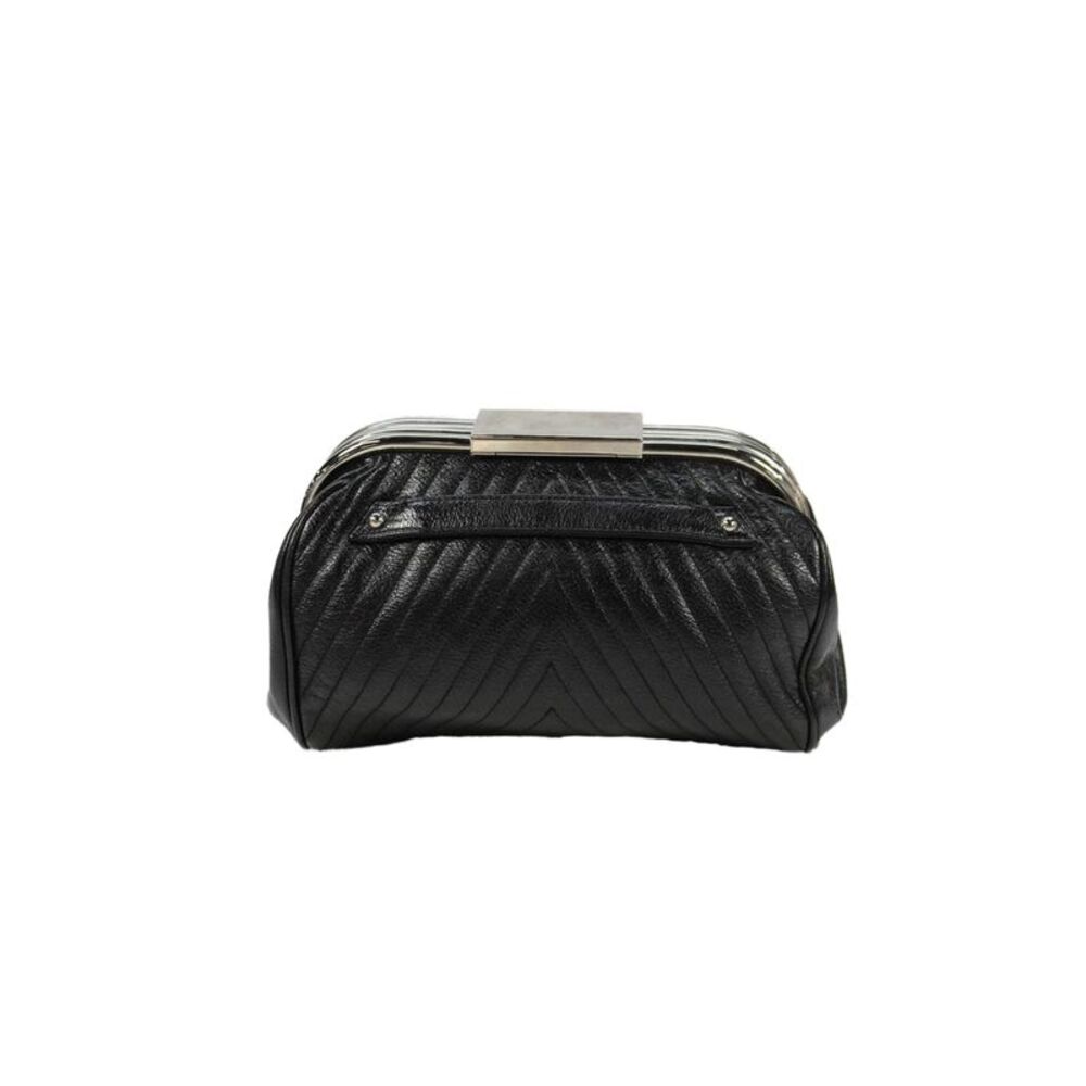 Marc Jacobs Womens Leather Silver Tone Clutch Handbag Black - Picture 5 of 10